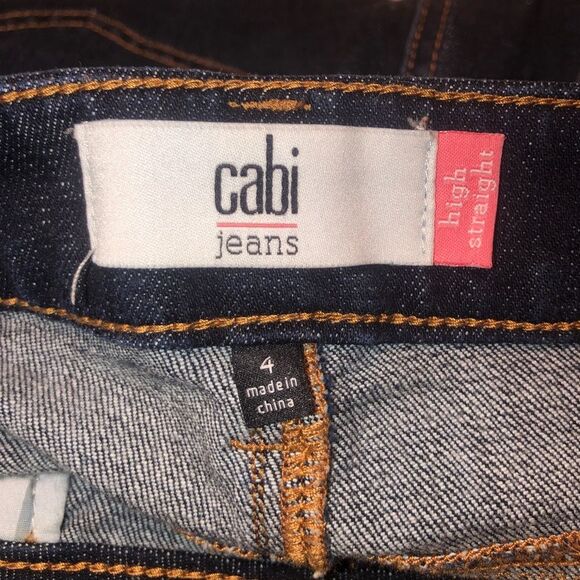 Cabi Size 4 High Straight Jeans #3386 Dark Wash - Picture 4 of 10